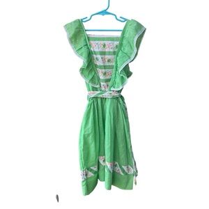 Sears roebucks vintage 1960s Green Floral Kids Dress